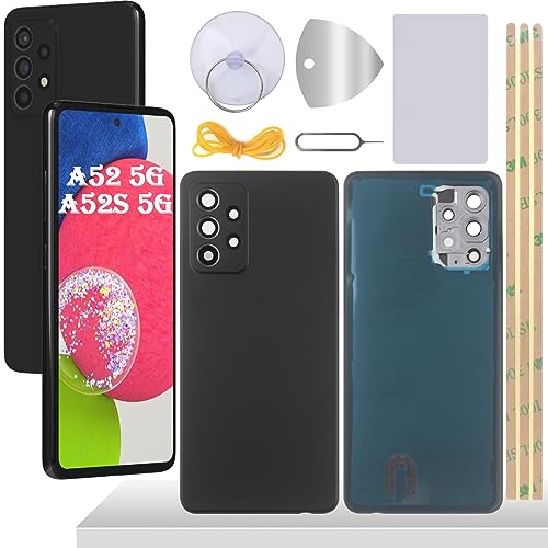 YHX-OU 6.5'' Akkudeckel für Samsung Galaxy A52 5G Galaxy A52s 5G Rückseite Glas Backcover Back Glas Ersatz Reparatur Set + Werkzeug (Schwarz) von YHX-OU