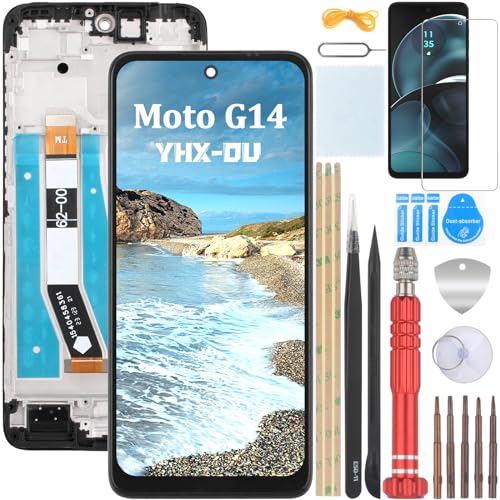 YHX-OU 6.5'' Schwarz Display mit Rahmen Für Motorola Moto G14 XT-2341-3 PAYF0010IN LCD Display Touchscreen Bildschirm Digitizer Assembly Glas mit Werkzeug+ 1 Stück Schutzfolie YHX-OU 6.5'' Schwarz Display mit Rahmen Für Motorola Moto G14 XT-2341-3 PAYF0010IN LCD Display Touchscreen Bildschirm Digitizer Assembly Glas mit Werkzeug+ 1 Stück Schutzfolie von YHX-OU