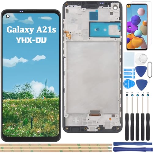 YHX-OU 6.5'' LCD-Bildschirm Display für Samsung Galaxy A21S A217 SM-A217F Touchscreen mit Installationswerkzeug + 1 Stück A21s Schutzfolie (Schwarz + Rahmen) [Nicht für Galaxy A21 A12] von YHX-OU