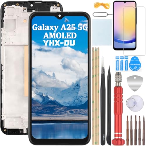 YHX-OU 6.5" Schwarz+Rahmen AMOLED Display Für Samsung Galaxy A25 5G SM-A256B SM-A256E SM-A256U LCD Display Touchscreen Ersatz Bildschirm Glas Assembly + Schutzfolie + Werkzeug YHX-OU 6.5" Schwarz+Rahmen AMOLED Display Für Samsung Galaxy A25 5G SM-A256B SM-A256E SM-A256U LCD Display Touchscreen Ersatz Bildschirm Glas Assembly + Schutzfolie + Werkzeug von YHX-OU