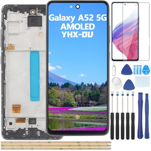 YHX-OU 6.5'' Schwarz+Rahmen AMOLED Display Für Samsung Galaxy A52 5G SM-A526B SM-A526B/DS ​LCD Display Touchscreen Ersatz Bildschirm Glas Assembly mit Werkzeug + 1 Stück Schutzfolie von YHX-OU