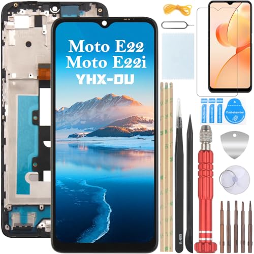 YHX-OU 6.5" Schwarz+Rahmen Display Für Motorola Moto E22i / Moto E22 ​LCD Display Touchscreen Ersatz Bildschirm mit Werkzeug+1 Stück Schutzfolie von YHX-OU