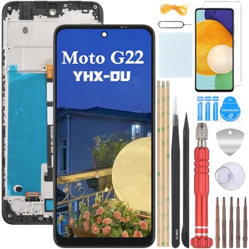 YHX-OU 6.5'' Schwarz+Rahmen Display Für Motorola Moto G22 XT2231-2 ​LCD Display Touchscreen Ersatz Bildschirm Glas Assembly mit Werkzeug + 1 Stück Schutzfolie von YHX-OU