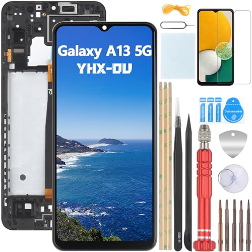 YHX-OU 6.5'' Schwarz+Rahmen Display für Samsung Galaxy A13 5G SM-A136B, SM-A136B/DSN, SM-A136BZKUEUB LCD Display Touchscreen Bildschirm Glas Assembly Ersatz mit Werkzeug + Schutzfolie von YHX-OU