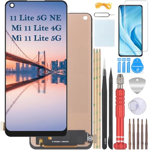 YHX-OU 6.55'' Schwarz TFT Display Für Xiaomi 11 Lite 5G NE Mi 11 Lite 4G Mi 11 Lite 5G ​LCD Display Touchscreen Ersatz Bildschirm mit Werkzeug + 1 Stück Schutzfolie von YHX-OU