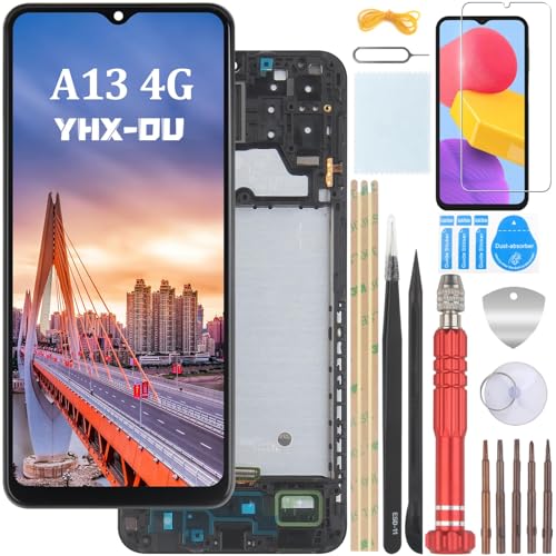 YHX-OU 6.6" Schwarz + Rahmen Display LCD Für Samsung Galaxy A13 4G SM-A135F SM-A137F LCD Display Touchscreen Ersatz Bildschirm Glas Assembly mit Werkzeug + 1 Stück Schutzfolie von YHX-OU
