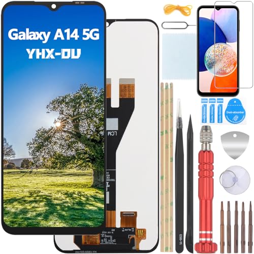 YHX-OU 6.6" Schwarz Display für Samsung Galaxy A14 5G SM-A146U SM-A146P LCD Display Touchscreen Ersatz Bildschirm Glas Assembly mit Werkzeug + 1 Stück Schutzfolie(Nicht für SM-A146U) von YHX-OU