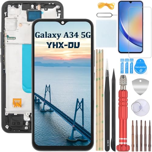 YHX-OU 6.6'' TFT Display mit Rahmen Für Samsung Galaxy A34 5G SM-A346B SM-A346E SM-A346M LCD Display Touchscreen Bildschirm Digitizer Assembly Glas mit Werkzeug+ 1 Stück Schutzfolie YHX-OU 6.6'' TFT Display mit Rahmen Für Samsung Galaxy A34 5G SM-A346B SM-A346E SM-A346M LCD Display Touchscreen Bildschirm Digitizer Assembly Glas mit Werkzeug+ 1 Stück Schutzfolie von YHX-OU
