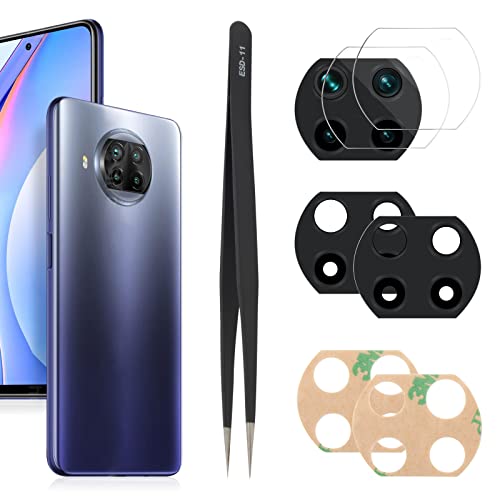 YHX-OU 6.67'' 2 Stück Kamera Linse Glas Ersatz für Xiaomi Mi 10T Lite 5G Kameraglas hinten + 2 Stück für Xiaomi Mi 10T Lite 5G Kamera Schutzfolie Linse Kameraschutz + Pinzette von YHX-OU