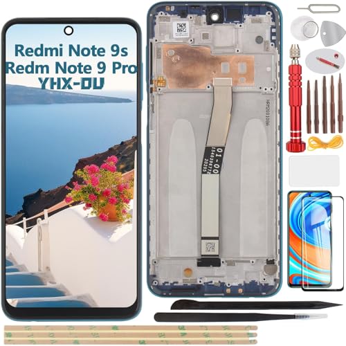 YHX-OU 6.67" Blau+Rahmen Display für Xiaomi Redmi Note 9 Pro Redmi Note 9S LCD Display Touchscreen Ersatz Bildschirm Glas Assembly mit Reparaturteile Kits+ Schutzfolie YHX-OU 6.67" Blau+Rahmen Display für Xiaomi Redmi Note 9 Pro Redmi Note 9S LCD Display Touchscreen Ersatz Bildschirm Glas Assembly mit Reparaturteile Kits+ Schutzfolie von YHX-OU
