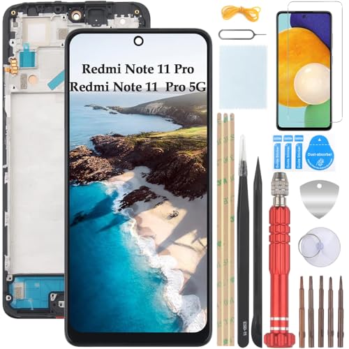 YHX-OU 6.67'' Schwarz+Rahmen Display Für Xiaomi Redmi Note 11 Pro Redmi Note 11 Pro 5G ​LCD Display Touchscreen Ersatz Bildschirm Glas Assembly mit Werkzeug + 1 Stück Schutzfolie von YHX-OU