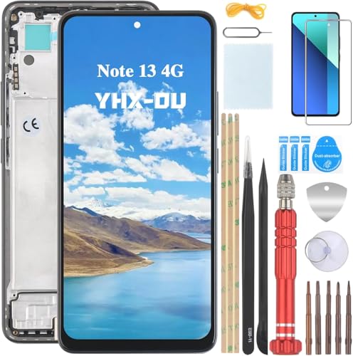 YHX-OU 6.67" Schwarz+Rahmen Display Für Xiaomi Redmi Note 13 4G 23129RAA4G, 23124RA7EO LCD Display Touchscreen Ersatz Bildschirm Glas Assembly mit Werkzeug + 1 Stück Schutzfolie YHX-OU 6.67" Schwarz+Rahmen Display Für Xiaomi Redmi Note 13 4G 23129RAA4G, 23124RA7EO LCD Display Touchscreen Ersatz Bildschirm Glas Assembly mit Werkzeug + 1 Stück Schutzfolie von YHX-OU