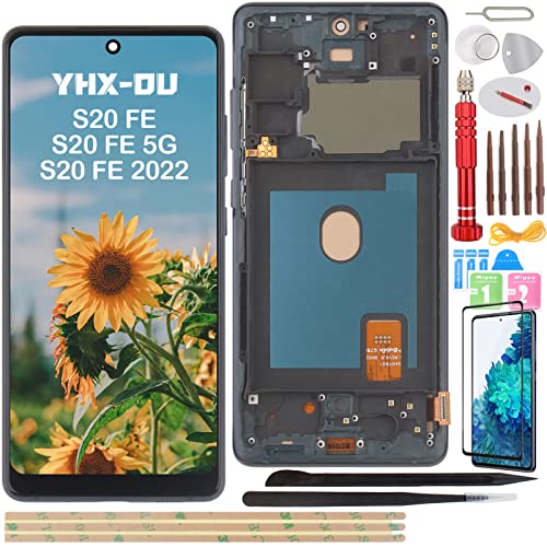 YHX-OU 6.67" Schwarz+Rahmen Incell Display Für Samsung Galaxy S20 FE S20 FE 5G S20 2022 LCD Display Touchscreen Ersatz Bildschirm mit Werkzeug + 1 Stück Schutzfolie von YHX-OU