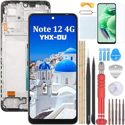 YHX-OU 6.67'' Schwarz + Rahmen INCELL Display Für Xiaomi Redmi Note 12 4G 23021RAAEG 23021RAA2Y 23027RAD4I 23028RA60L LCD Display Touchscreen Ersatz Bildschirm mit Werkzeug + 1 Stück Schutzfolie von YHX-OU