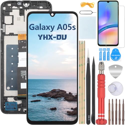 YHX-OU 6.7'' Display Schwarz+Rahmen Für Samsung Galaxy A05s SM-A057G SM-A057F SM-A057M LCD Display Touchscreen Bildschirm Digitizer Assembly Glas mit Werkzeug+ 1 Stück Schutzfolie von YHX-OU