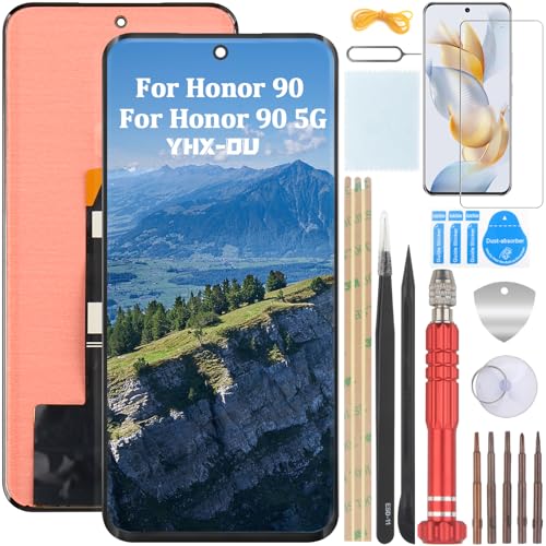 YHX-OU 6.7'' Schwarz AMOLED Display Für Honor 90 Honor 90 5G REA-AN00 REA-NX9 LCD Display Touchscreen Bildschirm Digitizer Assembly Glas(Support Fingerprint) mit Werkzeug+ 1 Stück Schutzfolie von YHX-OU