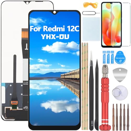 YHX-OU 6.71'' Schwarz Display Für Xiaomi Redmi 12C 22120RN86G, 22120RN86I, 22126RN91Y, 2212ARNC4L ​LCD Display Touchscreen Ersatz Bildschirm Glas Assembly mit Werkzeug + 1 Stück Schutzfolie von YHX-OU