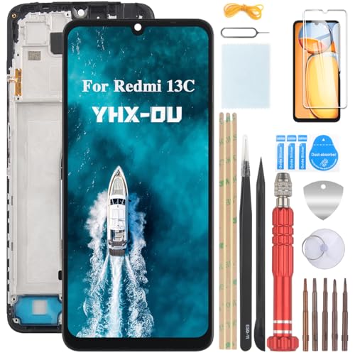 YHX-OU Display mit Rahmen Display für Xiaomi Redmi 13C 23100RN82L LCD Display Xiaomi Redmi 13C Touchscreen Bildschirm Digitizer Assembly Glas mit Werkzeug+ 1 Stück Schutzfolie YHX-OU Display mit Rahmen Display für Xiaomi Redmi 13C 23100RN82L LCD Display Xiaomi Redmi 13C Touchscreen Bildschirm Digitizer Assembly Glas mit Werkzeug+ 1 Stück Schutzfolie von YHX-OU