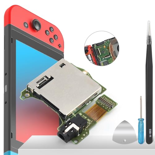 YHX-OU Host Reader Slot Ersatz für Nintendo Switch NFT-K12D E226116 2017 2018 2019 2020 Kartenleser Kartensteckplatz Slot Module Host Reader Tray mit Platine und Kopfhöreranschluss(Schwarz) von YHX-OU