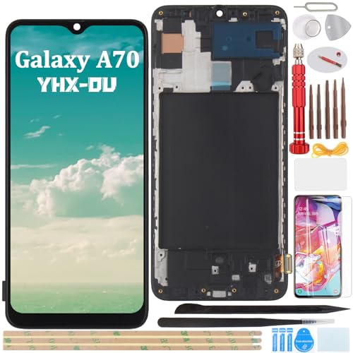 YHX-OU LCD-Display, 6,7 Zoll, Schwarz, mit Rahmen für Samsung Galaxy A70 SM-A705FN SM-A705U, Touchscreen, LCD-Display, Ersatz, mit Displayschutzfolie und Werkzeug YHX-OU LCD-Display, 6,7 Zoll, Schwarz, mit Rahmen für Samsung Galaxy A70 SM-A705FN SM-A705U, Touchscreen, LCD-Display, Ersatz, mit Displayschutzfolie und Werkzeug von YHX-OU