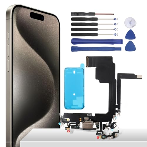 YHX-OU Ladebuchse Für iPhone 15 Pro Dock Connector Port Charger iPhone 15 Pro LadePort Mikrofon Audio Jack Flex Kabel + Waterproof Adhesive + Werkzeug von YHX-OU