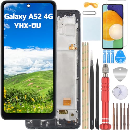 YHX-OU Schwarz+Rahmen Incell LCD Display Für Samsung Galaxy A52 4G SM-A525F SM-A525M LCD Display Touchscreen Bildschirm Glas Assembly Ersatz mit Werkzeug + A52 Schutzfolie von YHX-OU