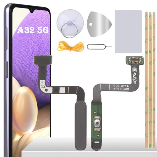 YHX-OU Schwarz Fingerprint Sensor Flex Kabel Für Samsung Galaxy A32 5G SM-A326B SM-A326U Power Button Player Power Flex Cable Digitaler Fingerabdrucksensor Ersatz Reparatur Set + Werkzeug von YHX-OU