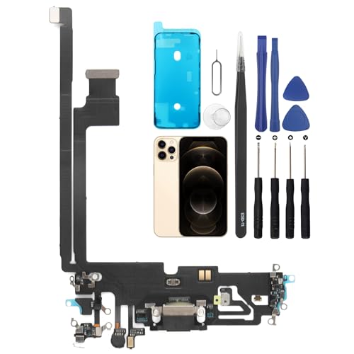 Ladeanschluss Ersatz für iPhone 12 Pro Max USB Dock Connector Flex Kabel Mikrofon Ersatz für iPhone 12 Pro Max mit Werkzeug von YHXMARSCAN