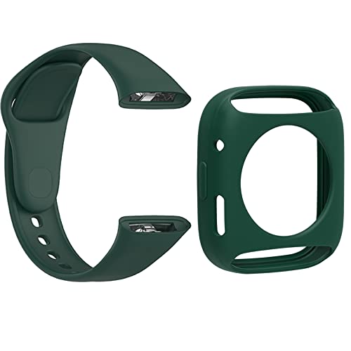 [1+1] Sport Silikon Uhrenarmband kompatibel mit Xiaomi Redmi watch 3 + Redmi watch 3 hülle - Armband TPU Silikon Set Fitnesstracker DARKGREEN von YHYM