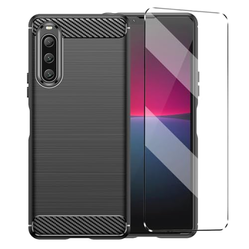 Hülle Kompatibel mit Sony Xperia 10 V 10V Cover mit 1 Packung Panzerglas Schutzfolie für Sony Xperia 10 V 10V, Slim Fit Soft TPU Stoßfest Anti-Kratzer Handyhülle Cover - Schwarz Hülle Kompatibel mit Sony Xperia 10 V 10V Cover mit 1 Packung Panzerglas Schutzfolie für Sony Xperia 10 V 10V, Slim Fit Soft TPU Stoßfest Anti-Kratzer Handyhülle Cover - Schwarz von YHYM