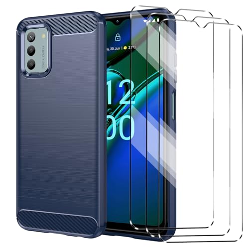Schutzhülle kompatibel mit Nokia G42 5G, mit 3 Displayschutzfolien aus gehärtetem Glas für Nokia G42 5G, schmale Passform, weiches TPU, stoßfest, kratzfest, Marineblau Schutzhülle kompatibel mit Nokia G42 5G, mit 3 Displayschutzfolien aus gehärtetem Glas für Nokia G42 5G, schmale Passform, weiches TPU, stoßfest, kratzfest, Marineblau von YHYM