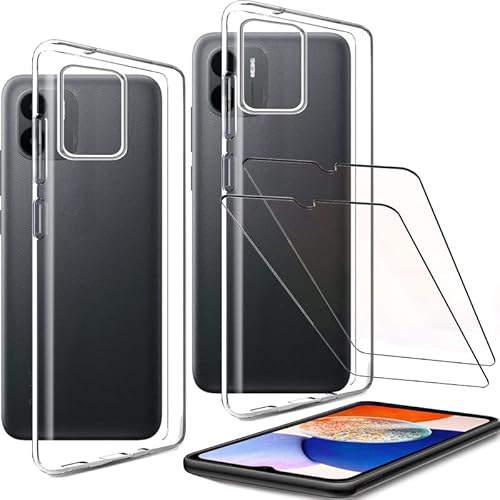 Tasche für Infinix HOT 20i Hülle [2Pcs + 2Pcs] Glas für Infinix HOT 20i Schutzfolie - Transparent Schutzhülle TPU Handytasche Displayglas-Clear von YHYM
