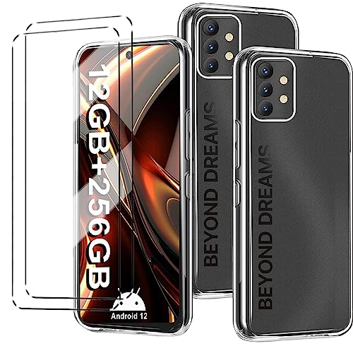 Tasche für UMIDIGI C1 MAX Hülle [2Pcs + 2Pcs] Glas für UMIDIGI C1 MAX Schutzfolie - Transparent Schutzhülle TPU Handytasche Displayglas-Clear von YHYM