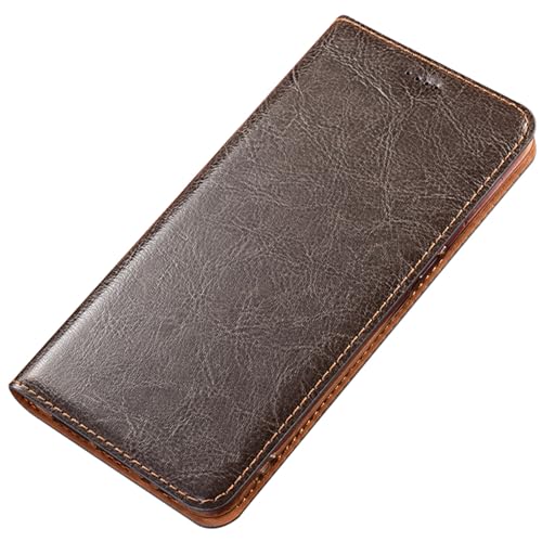 Klapphülle für Samsung Galaxy S25, luxuriöses Echtleder, Standfunktion, stoßfest, Brieftaschenformat, Grau, S25 von YHZXT