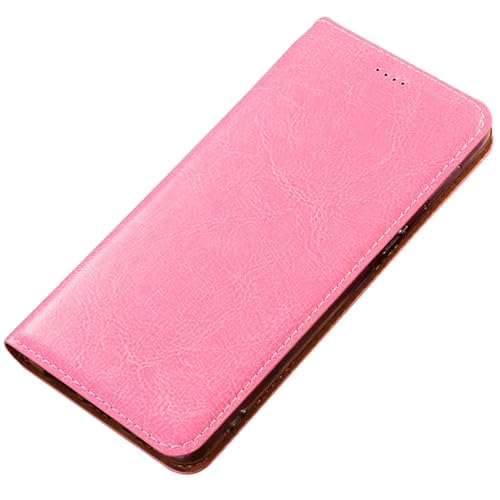 Klapphülle für Samsung Galaxy S25 Ultra, luxuriöses Echtleder, Standfunktion, stoßfest, Brieftaschenformat, Rosa, S25 Ultra von YHZXT