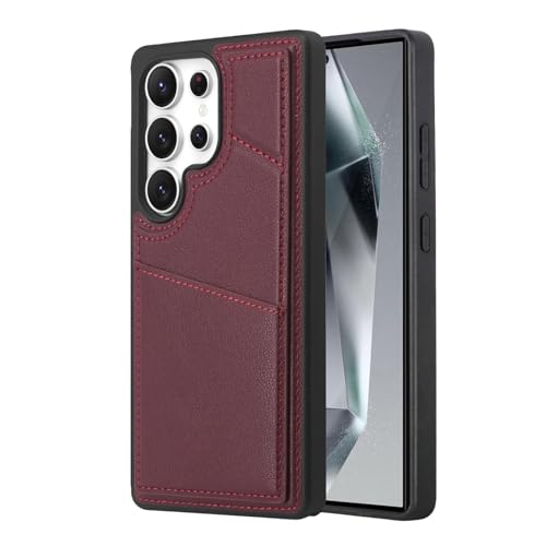 Lederhülle für Samsung Galaxy S25 Ultra, Kartenhalter, Ständer, Handy-Schutzhülle, magnetisch, schmale Passform, Anti-Fall, Rot, S25 Ultra Lederhülle für Samsung Galaxy S25 Ultra, Kartenhalter, Ständer, Handy-Schutzhülle, magnetisch, schmale Passform, Anti-Fall, Rot, S25 Ultra von YHZXT