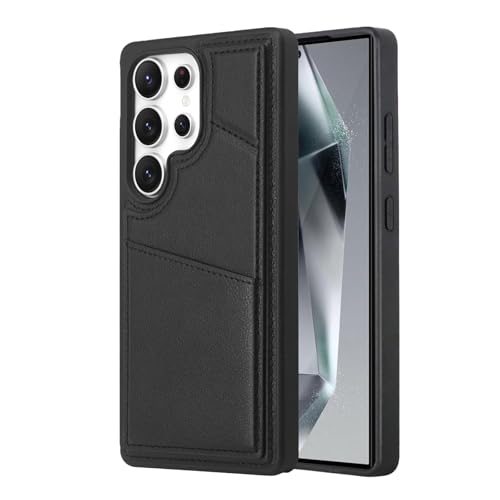 Lederhülle für Samsung Galaxy S25 Ultra, Kartenhalter, Ständer, Handy-Schutzhülle, magnetisch, schmale Passform, Anti-Fall, Schwarz, S25 Ultra Lederhülle für Samsung Galaxy S25 Ultra, Kartenhalter, Ständer, Handy-Schutzhülle, magnetisch, schmale Passform, Anti-Fall, Schwarz, S25 Ultra von YHZXT