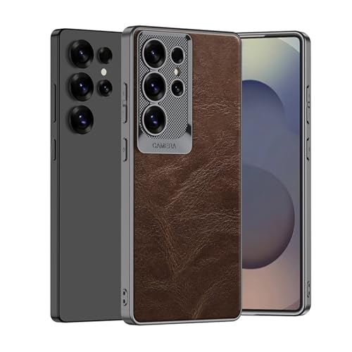 Lederhülle für Samsung Galaxy S25 Ultra, stoßfeste Kamera-Schutzhülle, Retro-Ölwachsmuster, schlanke Business-Hülle, Braun, S25 Ultra Lederhülle für Samsung Galaxy S25 Ultra, stoßfeste Kamera-Schutzhülle, Retro-Ölwachsmuster, schlanke Business-Hülle, Braun, S25 Ultra von YHZXT