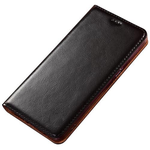 S25plus Klapphülle für Samsung Galaxy S25 Plus, luxuriöses Echtleder, Standfunktion, stoßfest, Brieftaschenformat, Schwarz von YHZXT