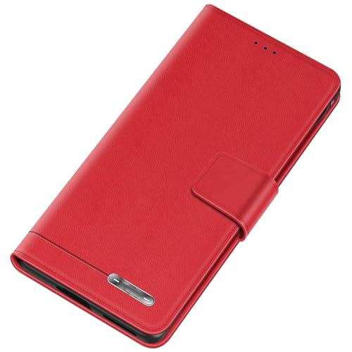 S25plus Schutzhülle aus echtem Leder für Samsung Galaxy S25 Plus, Klappetui, Standfunktion, stoßfest, Business-Hülle, Rot von YHZXT