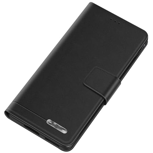 S25plus Schutzhülle aus echtem Leder für Samsung Galaxy S25 Plus, Klappetui, Standfunktion, stoßfest, Business-Hülle, Schwarz von YHZXT