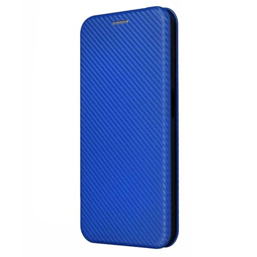 S25plus Schutzhülle für Samsung Galaxy S25 Plus, Leder-Klapphülle mit Karbonfaser-Muster, mit Kartenhalter, stoßfeste Halterung, Blau von YHZXT