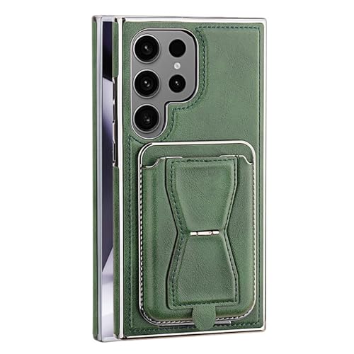 Samsung Galaxy S25 Plus Hülle Leder Handyhülle Magnetisch Abnehmbar Kartenfächer mit Standfunktion Plated (S25 Plus Grün) von YHZXT