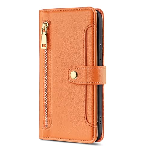 Schutzhülle für Samsung Galaxy S25 Plus, Leder, Klappschutz, Standfunktion, stoßfest, Orange, S25plus Schutzhülle für Samsung Galaxy S25 Plus, Leder, Klappschutz, Standfunktion, stoßfest, Orange, S25plus von YHZXT
