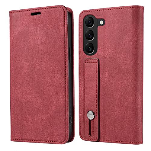 Schutzhülle für Samsung Galaxy S25 Plus, Leder-Klapphülle mit Handschlaufe, Kartenhalter, Ständer, stoßfest, Rot, S25plus Schutzhülle für Samsung Galaxy S25 Plus, Leder-Klapphülle mit Handschlaufe, Kartenhalter, Ständer, stoßfest, Rot, S25plus von YHZXT