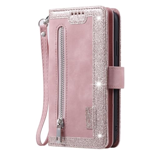 Schutzhülle für Samsung Galaxy S25 Plus, Retro-Reißverschluss, Leder, Handy-Schutzhülle mit Handschlaufe, rundum stoßfest, Rosa, S25plus Schutzhülle für Samsung Galaxy S25 Plus, Retro-Reißverschluss, Leder, Handy-Schutzhülle mit Handschlaufe, rundum stoßfest, Rosa, S25plus von YHZXT