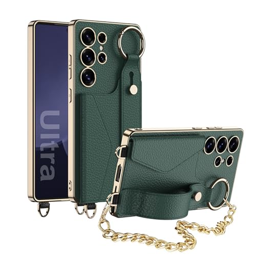 Schutzhülle für Samsung Galaxy S25 Ultra, Handschlaufe, Leder, mit Kartenschlitz, Ständer, Kameraschutz, luxuriöse Beschichtung, Handschlaufe, Bronze, S25 Ultra Schutzhülle für Samsung Galaxy S25 Ultra, Handschlaufe, Leder, mit Kartenschlitz, Ständer, Kameraschutz, luxuriöse Beschichtung, Handschlaufe, Bronze, S25 Ultra von YHZXT