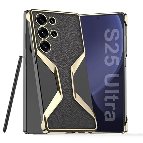Schutzhülle für Samsung Galaxy S25 Ultra, luxuriöse Beschichtung, keine Grenze, Lederhülle, kabelloses Laden, Anti-Fingerabdruck-Kameraschutz, Schwarz, S25 Ultra Schutzhülle für Samsung Galaxy S25 Ultra, luxuriöse Beschichtung, keine Grenze, Lederhülle, kabelloses Laden, Anti-Fingerabdruck-Kameraschutz, Schwarz, S25 Ultra von YHZXT