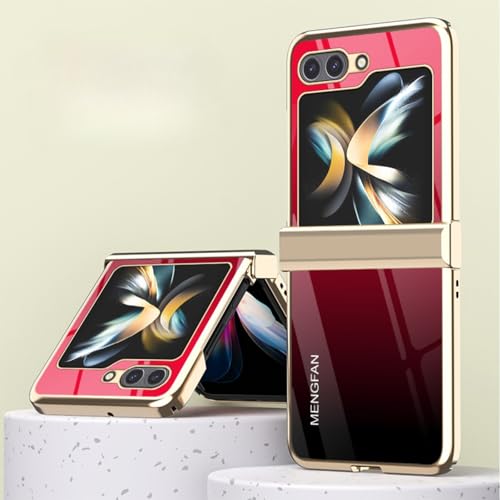 Schutzhülle für Samsung Galaxy Z Flip 6, mit Scharnierschutz, goldener Rand, kreativer Farbverlauf, galvanisiertes Glas, Schutzhülle für Damen und Herren (B) von YHZXT