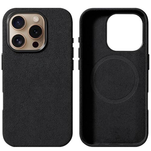 YHZXT Alcantara-Schutzhülle für iPhone 16 Pro, handgefertigt, luxuriös, weiche Haptik, kompatibel mit Mag-Safe, rutschfest und langlebig, schmutzabweisend, Schwarz, 16 Pro YHZXT Alcantara-Schutzhülle für iPhone 16 Pro, handgefertigt, luxuriös, weiche Haptik, kompatibel mit Mag-Safe, rutschfest und langlebig, schmutzabweisend, Schwarz, 16 Pro von YHZXT